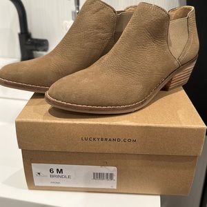 NIB Lucky Brand Frona booties-Brindle color sueded leather- Size 6